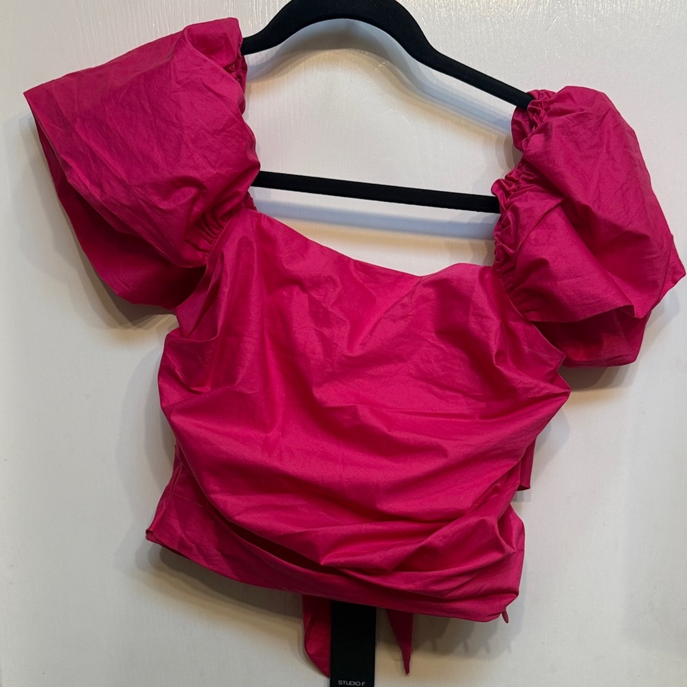 Vibrant Fuchsia Puff Sleeve Blouse